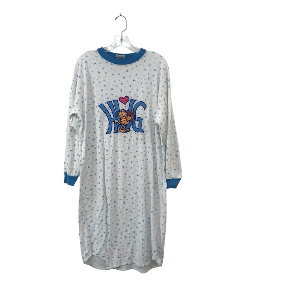 Vintage Cozy Garfield Hug Embroidered Cotton Nightgown Size Medium - Picture 1 of 4